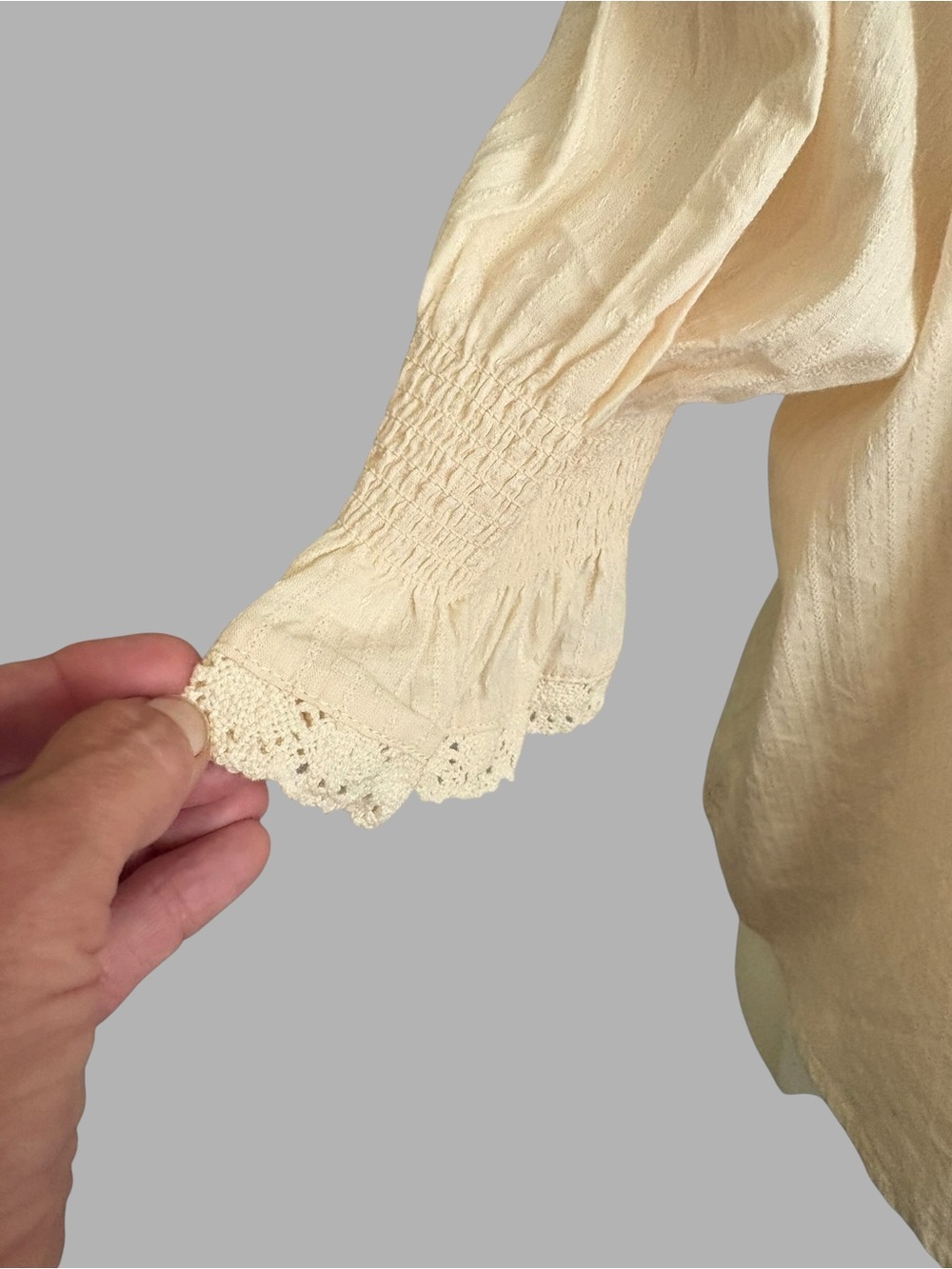 Light Cream Ruffle V-Neck Blouse - Picture 4 of 9